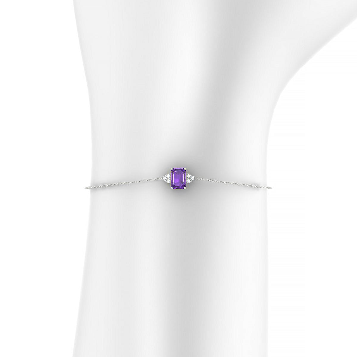 Mirage | 18k White Gold 7 x 5 mm Emerald Amethyst Bracelet