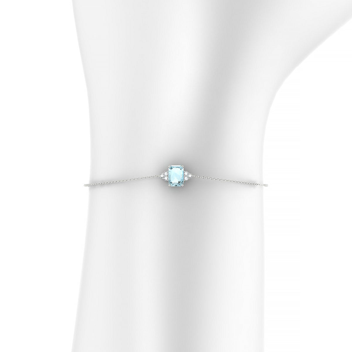 Mirage | 18k White Gold 7 x 5 mm Emerald Aquamarine Bracelet