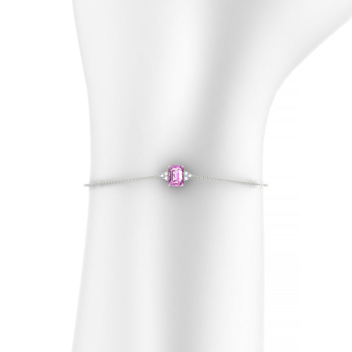 Mirage | 18k White Gold 7 x 5 mm Emerald Pink Sapphire Bracelet