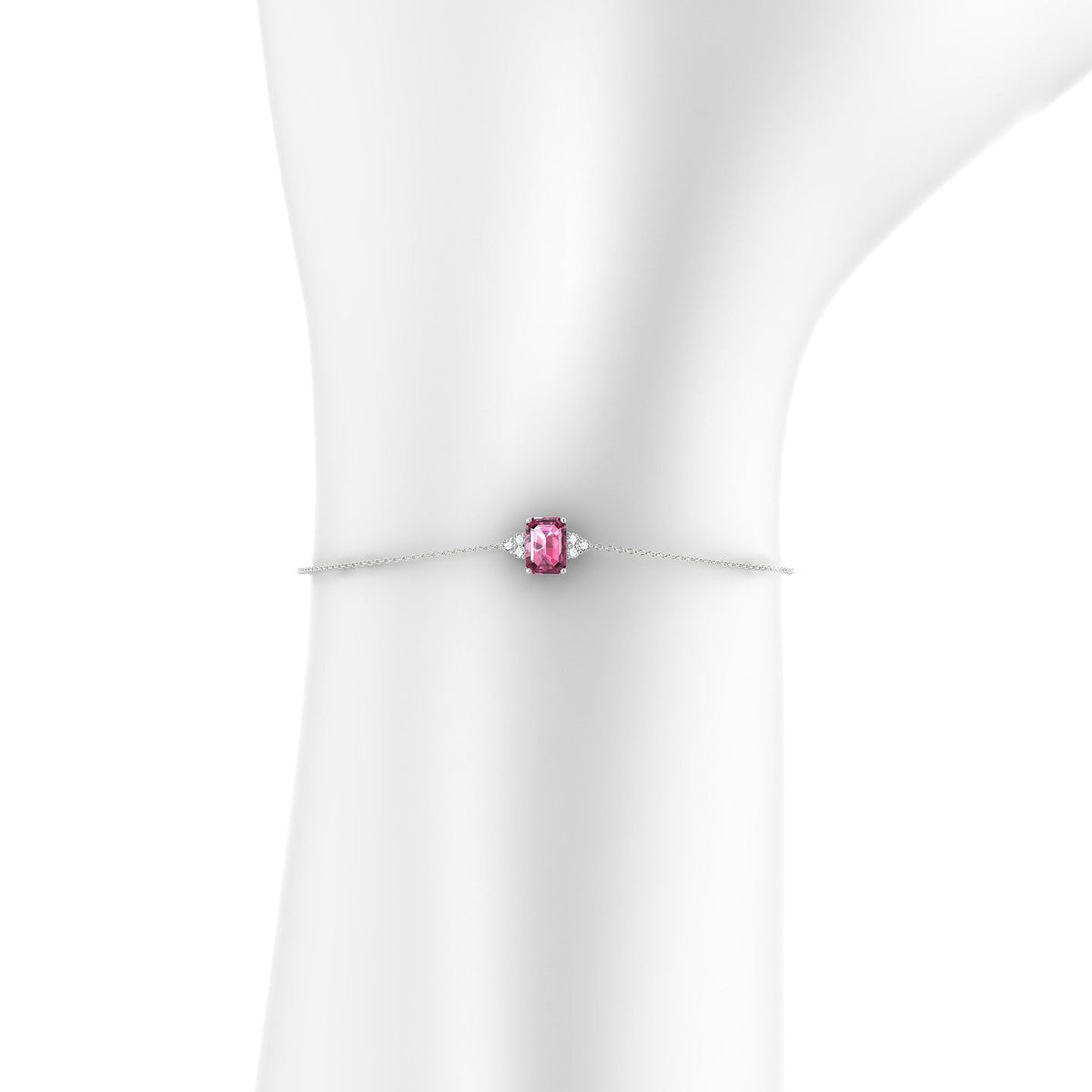 Mirage | 18k White Gold 7 x 5 mm Emerald Rhodolite Bracelet