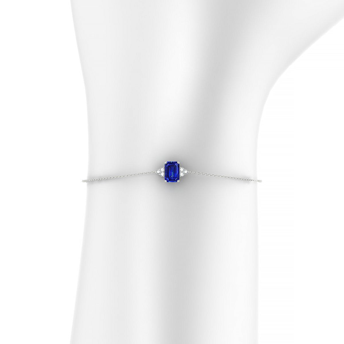Mirage | 18k White Gold 7 x 5 mm Emerald Sapphire Bracelet