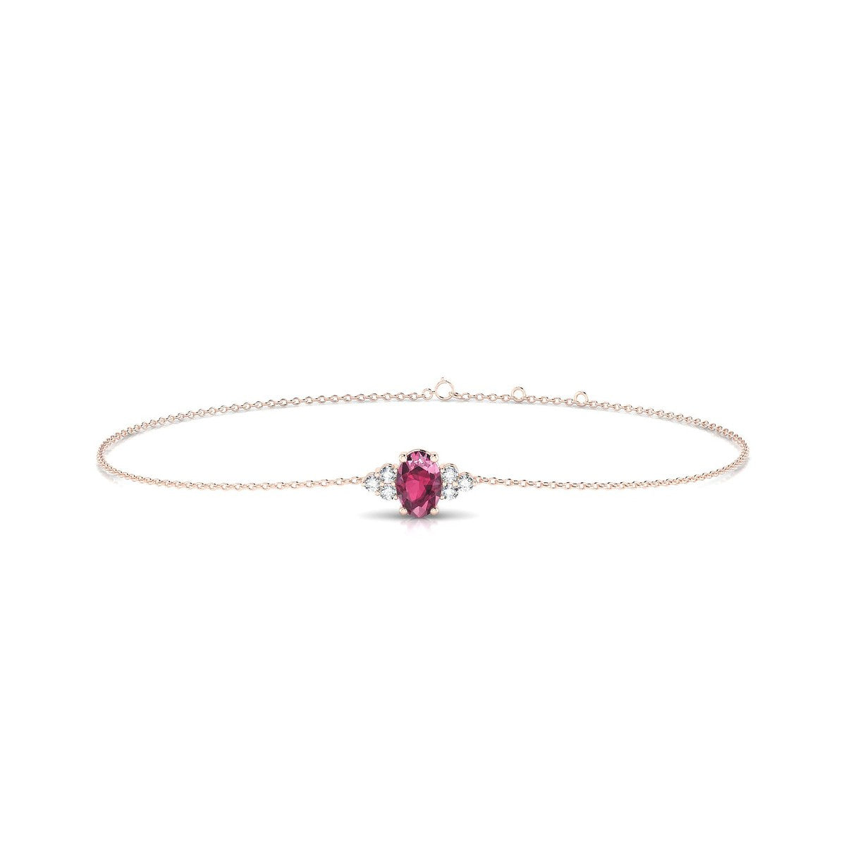 Mirage | 18k Rose Gold 6 x 4 mm Oval Rhodolite Bracelet