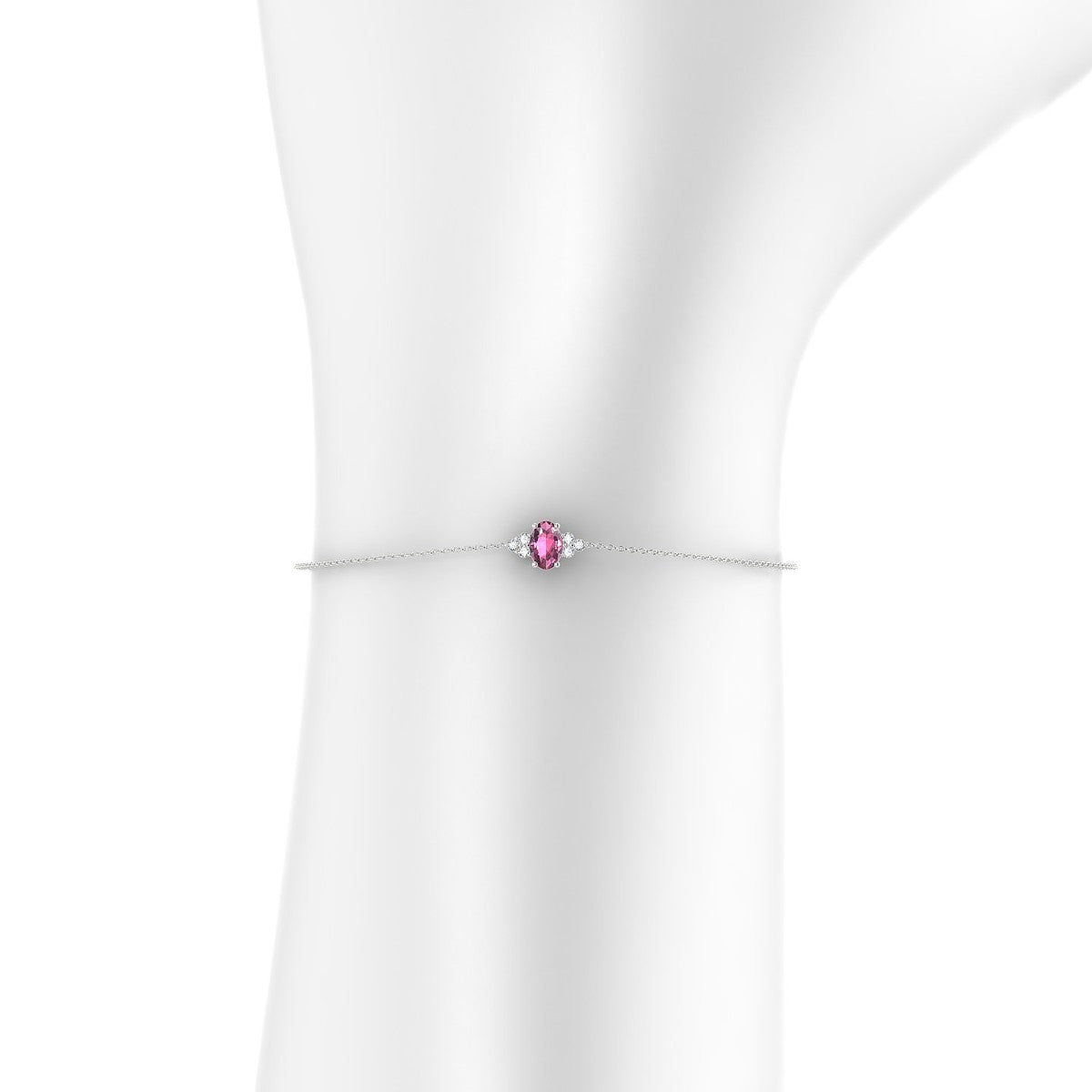 Mirage | 18k White Gold 6 x 4 mm Oval Rhodolite Bracelet