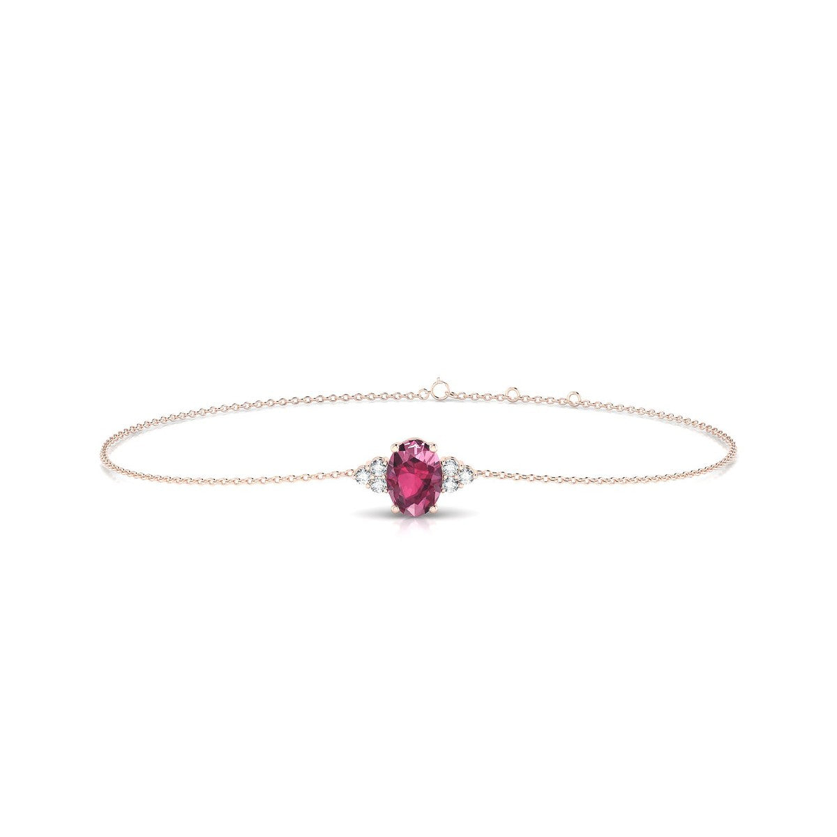 Mirage | 18k Rose Gold 7 x 5 mm Oval Rhodolite Bracelet