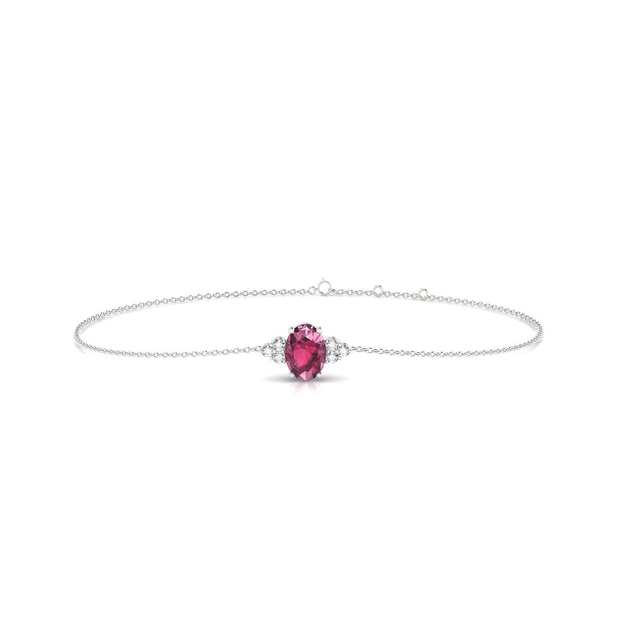 Mirage | 18k White Gold 7 x 5 mm Oval Rhodolite Bracelet
