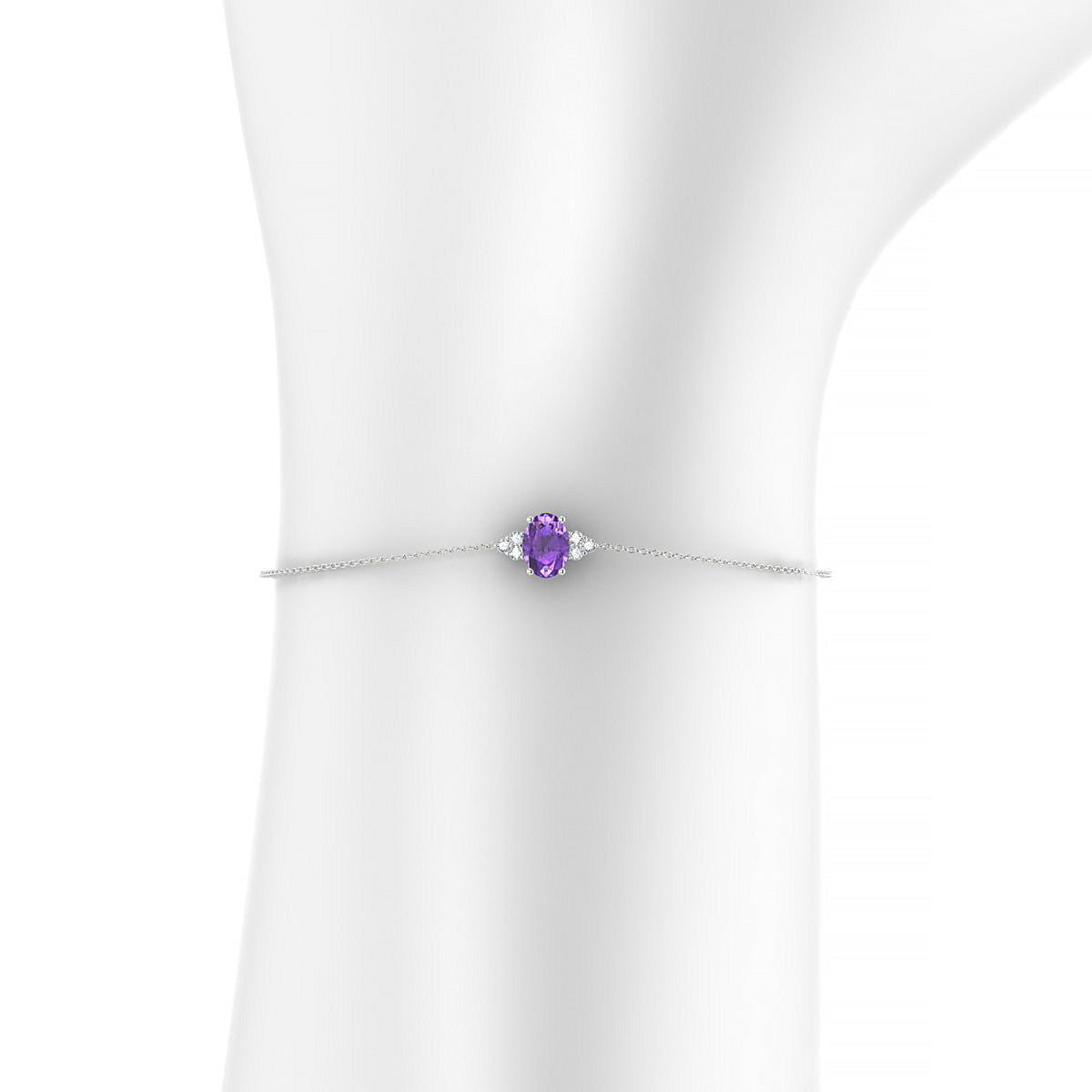 Mirage | 18k White Gold 7 x 5 mm Oval Amethyst Bracelet