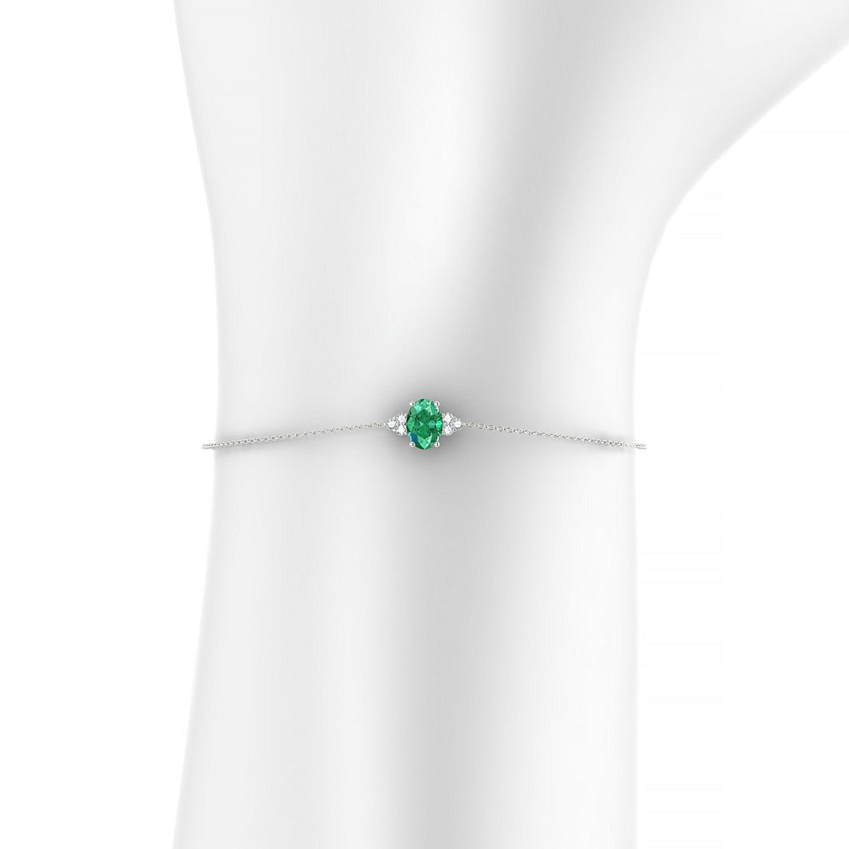 Mirage | 18k White Gold 7 x 5 mm Oval Emerald Bracelet