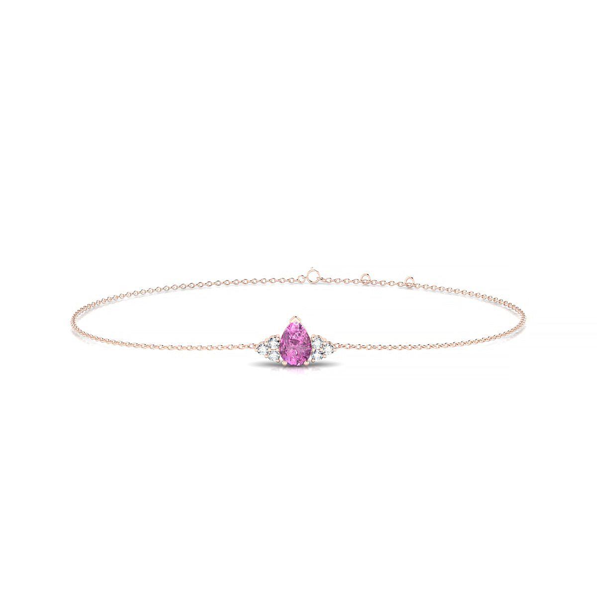 Mirage | 18k Rose Gold 6 x 4 mm Pear Pink Sapphire Bracelet