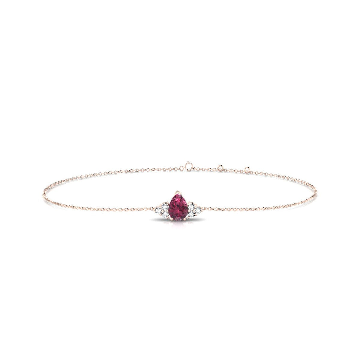 Mirage | 18k Rose Gold 6 x 4 mm Pear Rhodolite Bracelet