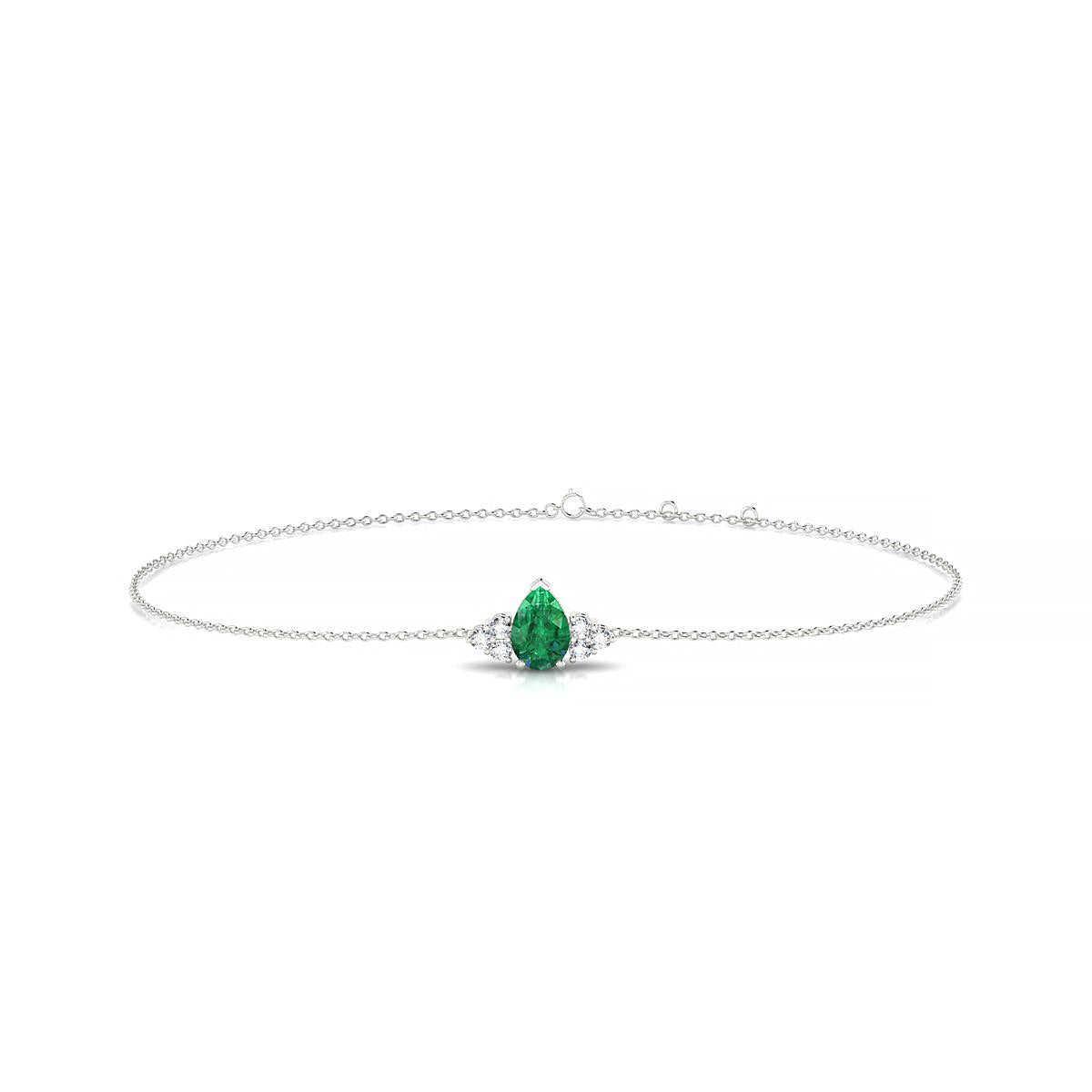 Mirage | 18k White Gold 6 x 4 mm Pear Emerald Bracelet