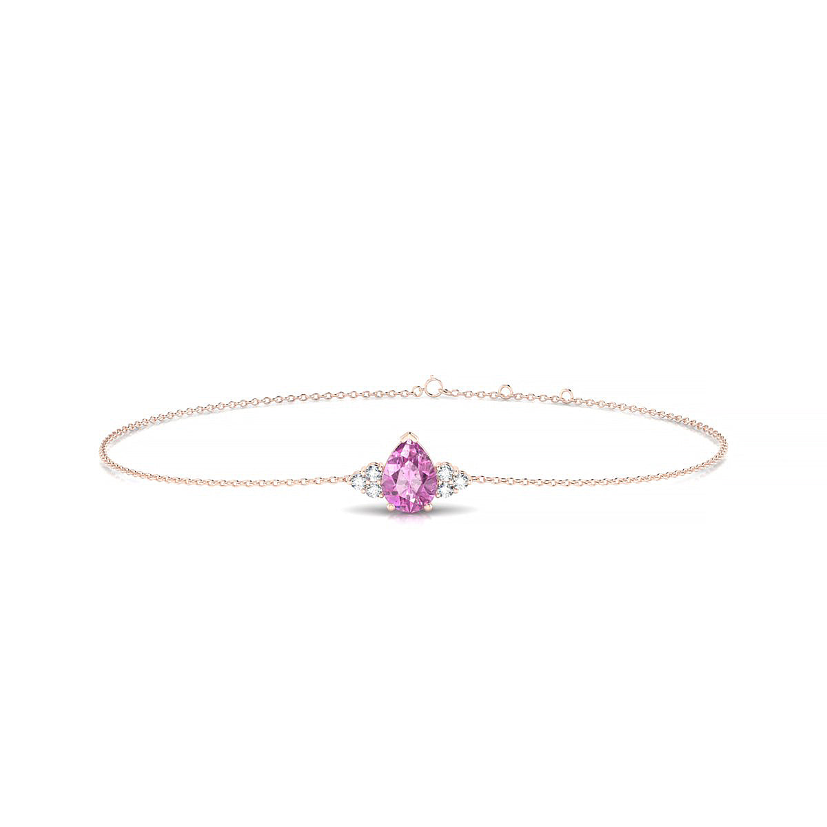 Mirage | 18k Rose Gold 7 x 5 mm Pear Pink Sapphire Bracelet