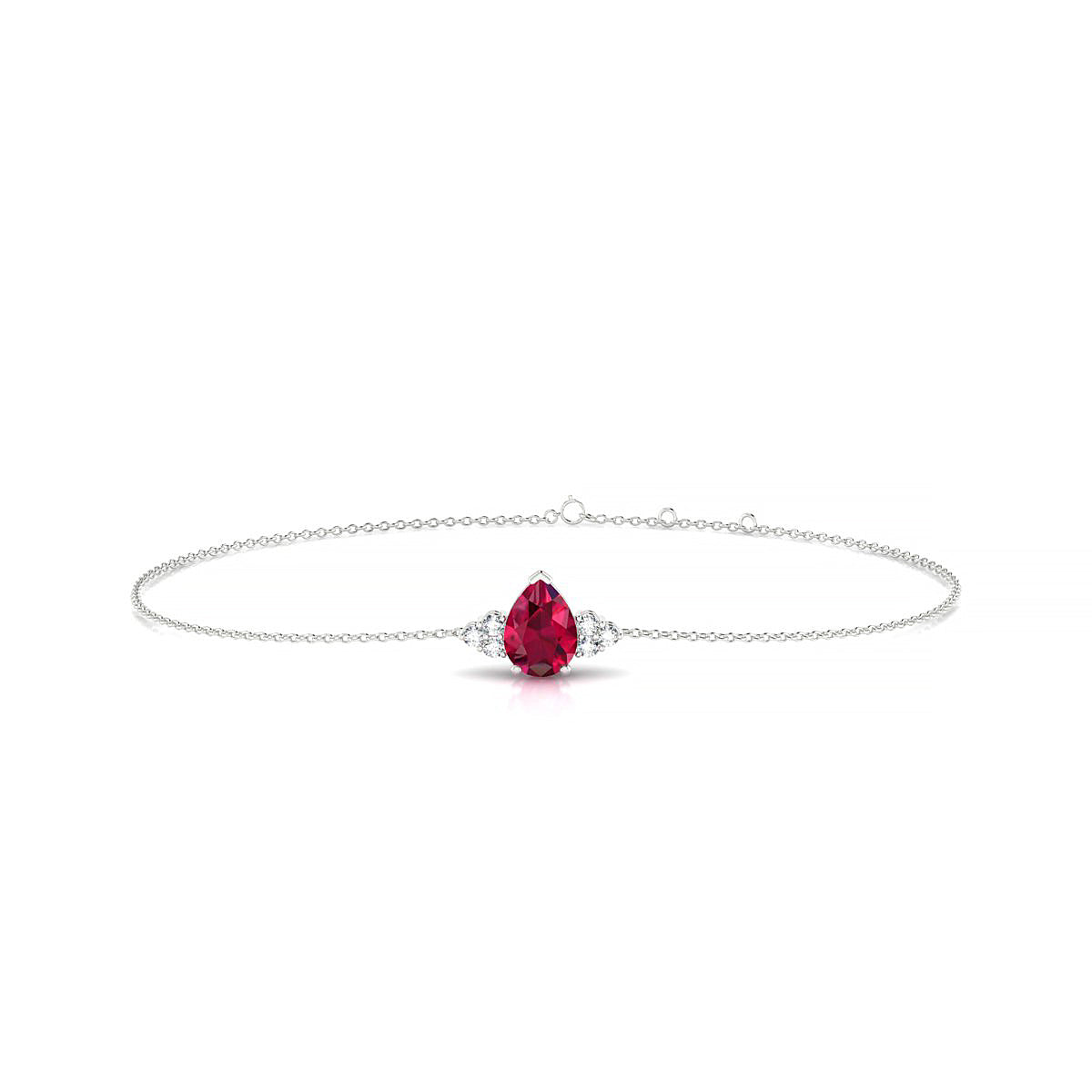 Mirage | 18k White Gold 7 x 5 mm Pear Ruby Bracelet