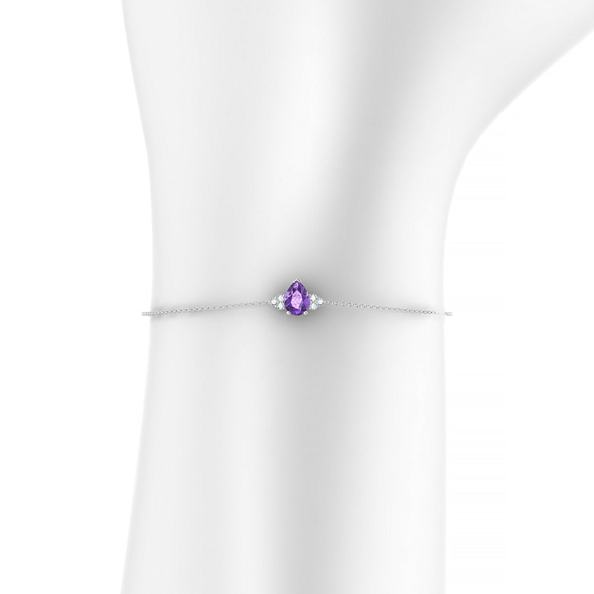 Mirage | 18k White Gold 7 x 5 mm Pear Amethyst Bracelet