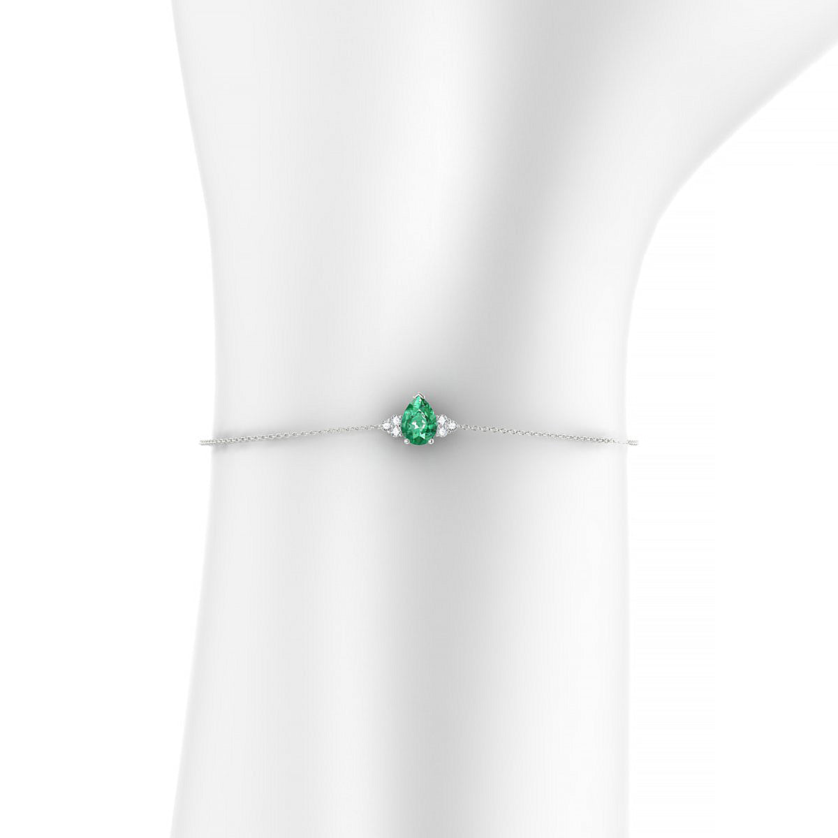 Mirage | 18k White Gold 7 x 5 mm Pear Emerald Bracelet