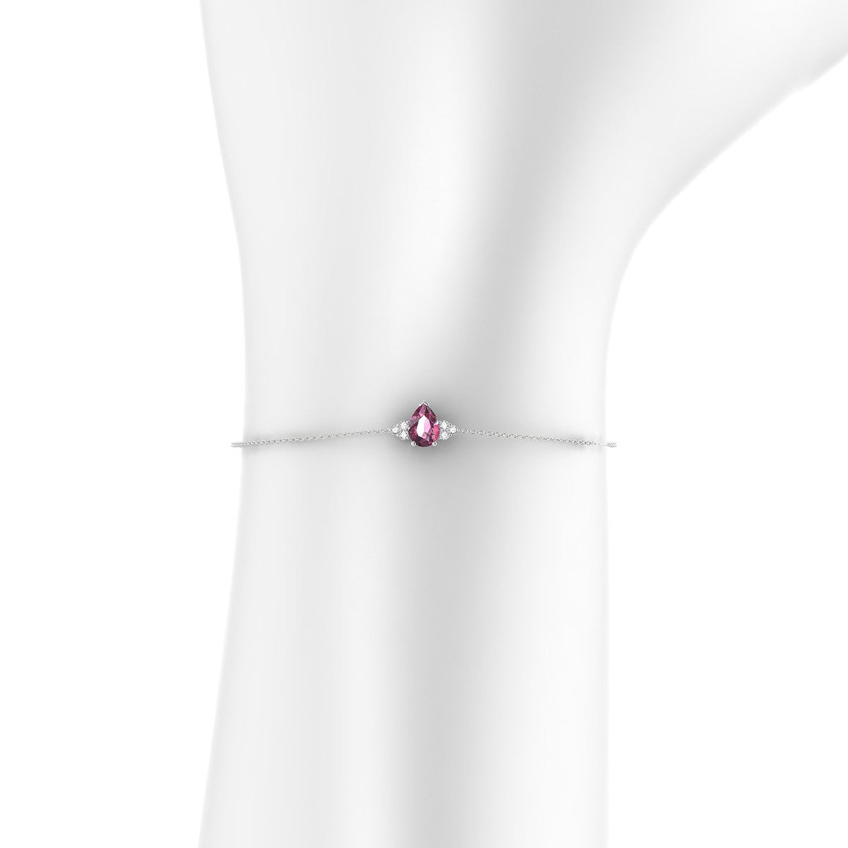Mirage | 18k White Gold 7 x 5 mm Pear Rhodolite Bracelet