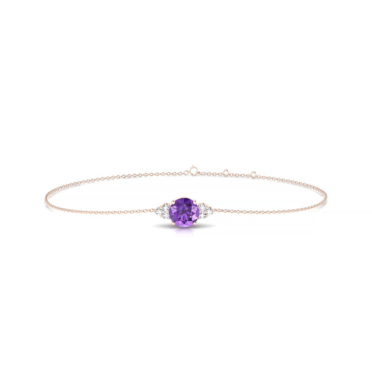 Mirage | 18k Rose Gold 6 mm Round Amethyst Bracelet
