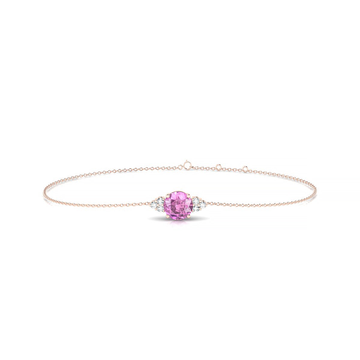 Mirage | 18k Rose Gold 6 mm Round Pink Sapphire Bracelet
