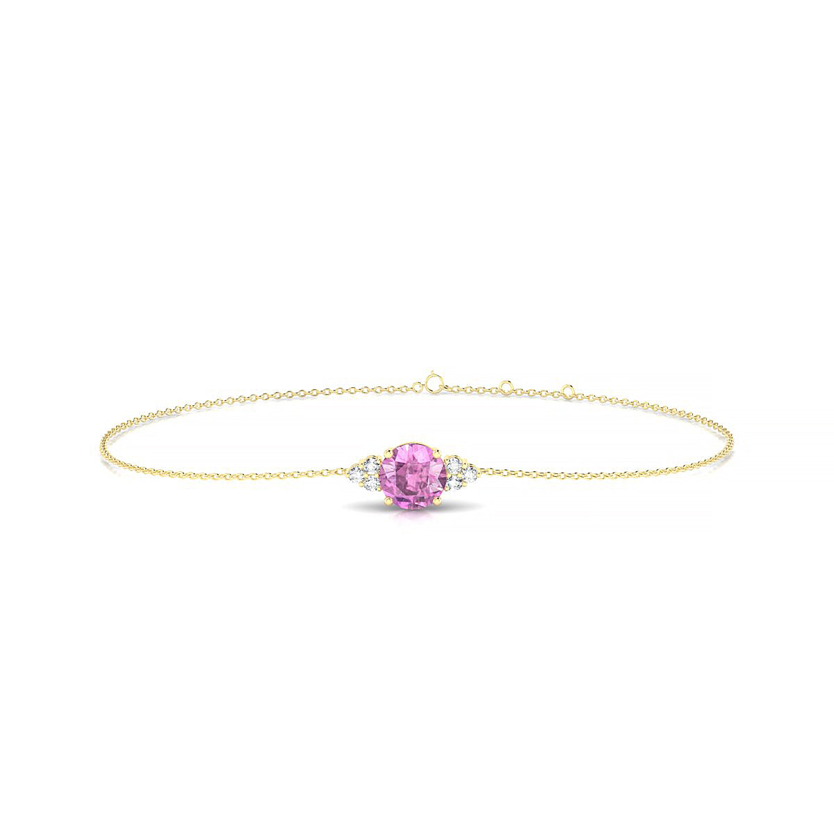 Mirage | 18k Yellow Gold 6 mm Round Pink Sapphire Bracelet