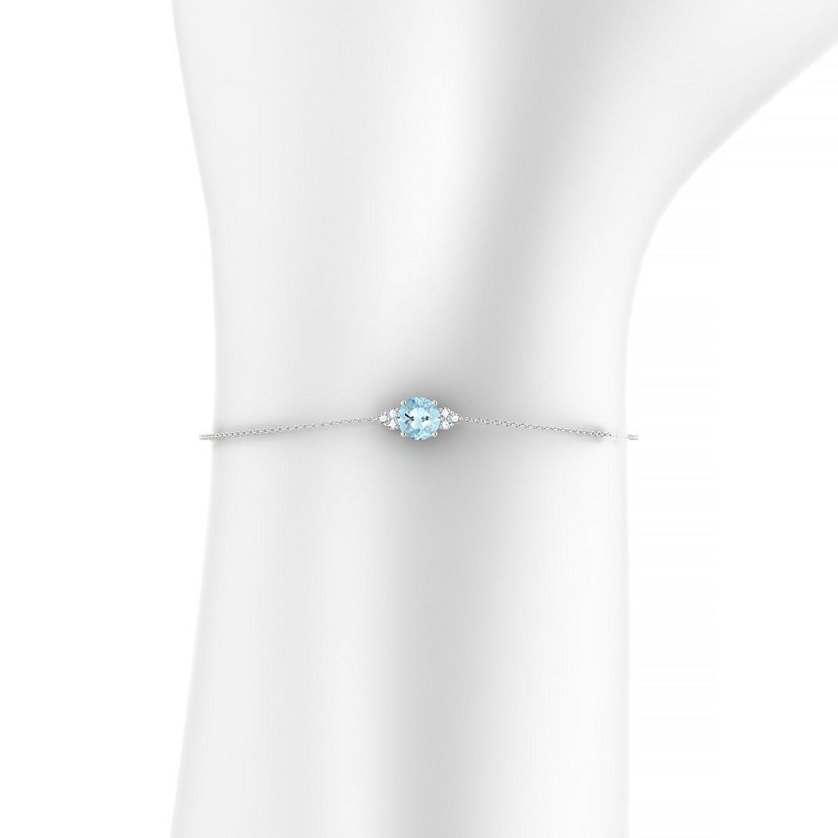 Mirage | 18k White Gold 6 mm Round Aquamarine Bracelet