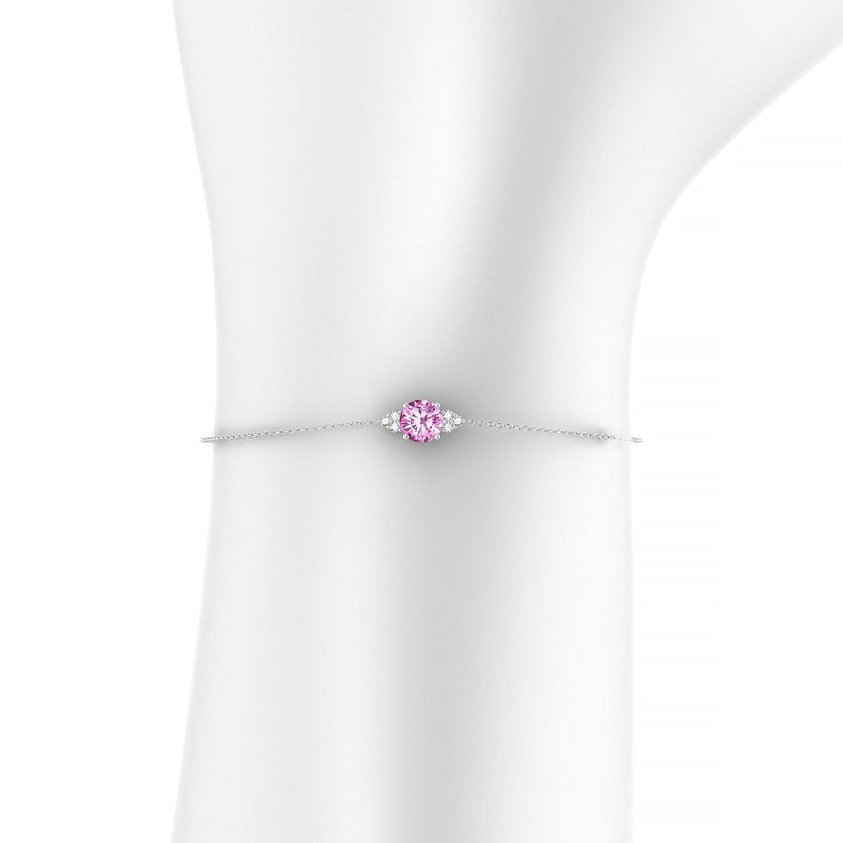 Mirage | 18k White Gold 6 mm Round Pink Sapphire Bracelet