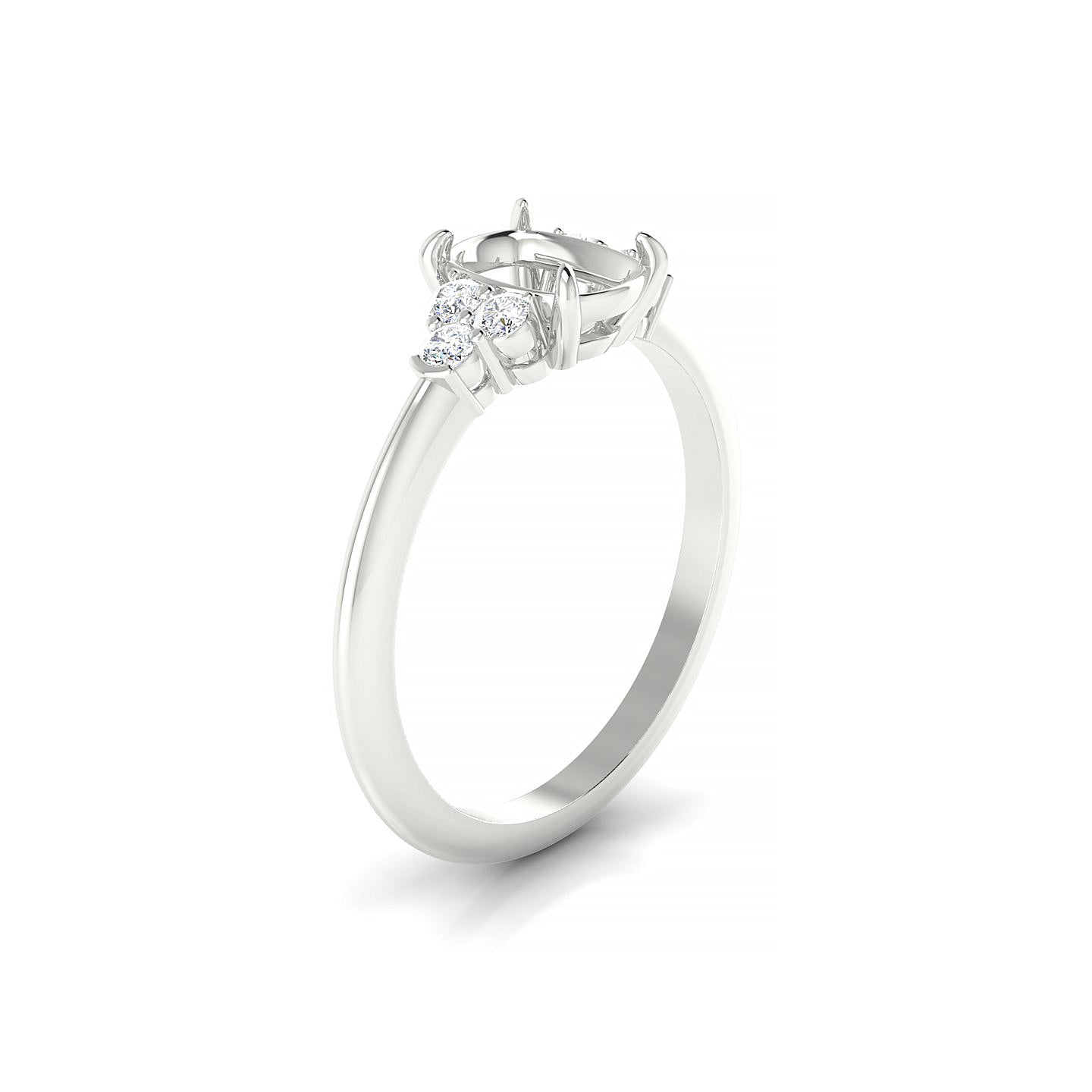 Mirage Cushion 1-1.99 ct | 18k White Gold Side Stones Ring
