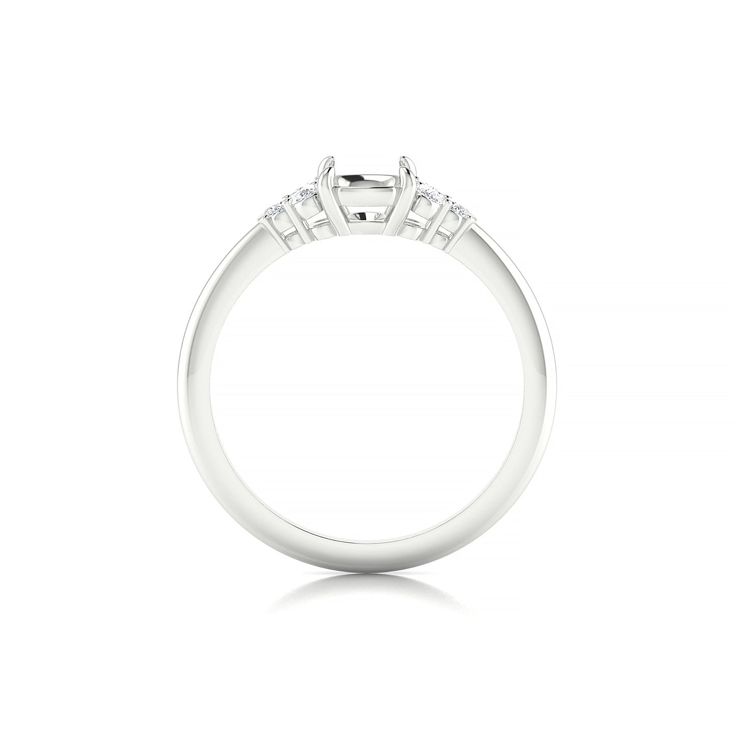 Mirage Cushion 1-1.99 ct | 18k White Gold Side Stones Ring