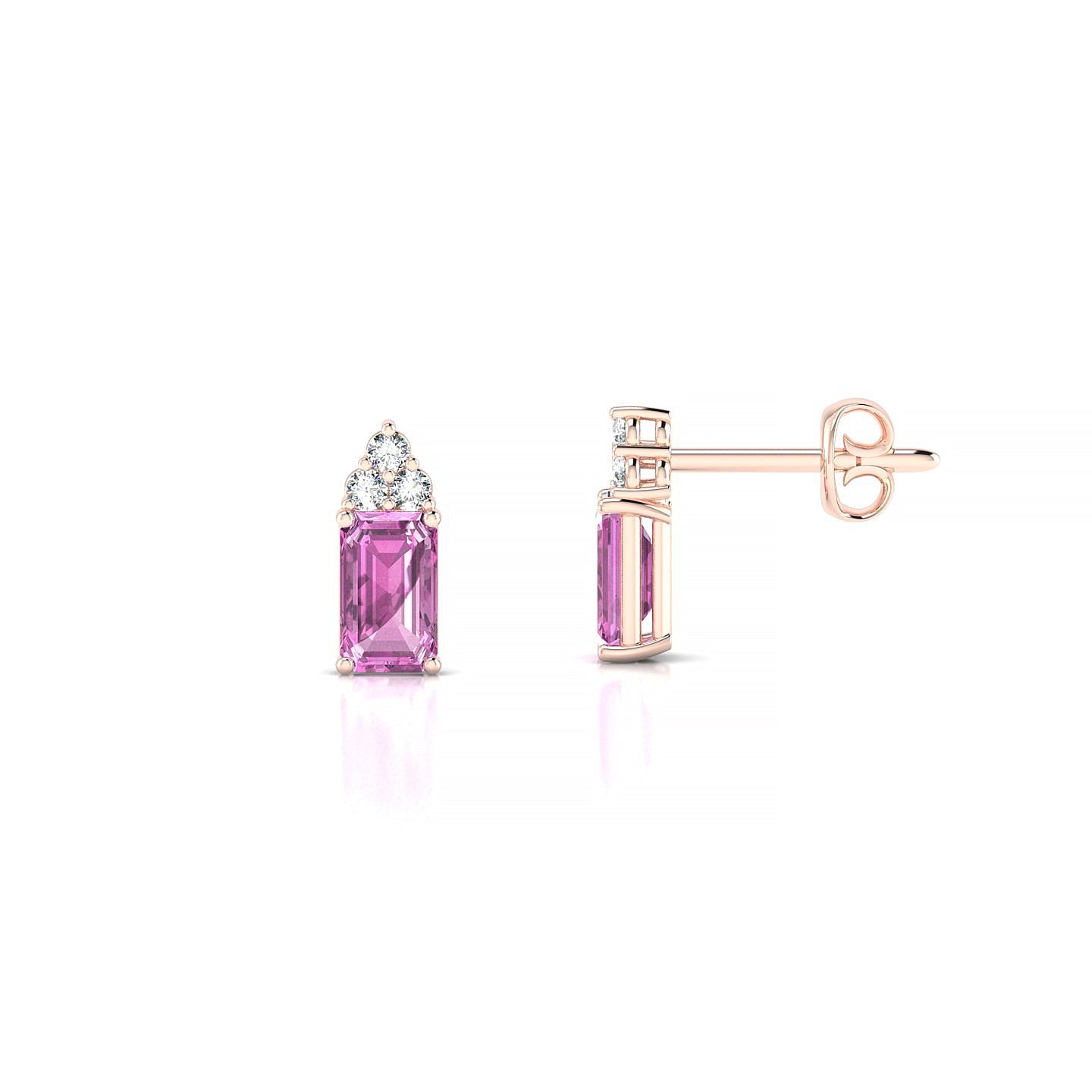 Mirage | 18k Rose Gold 5 x 3 mm Emerald Pink Sapphire Earrings