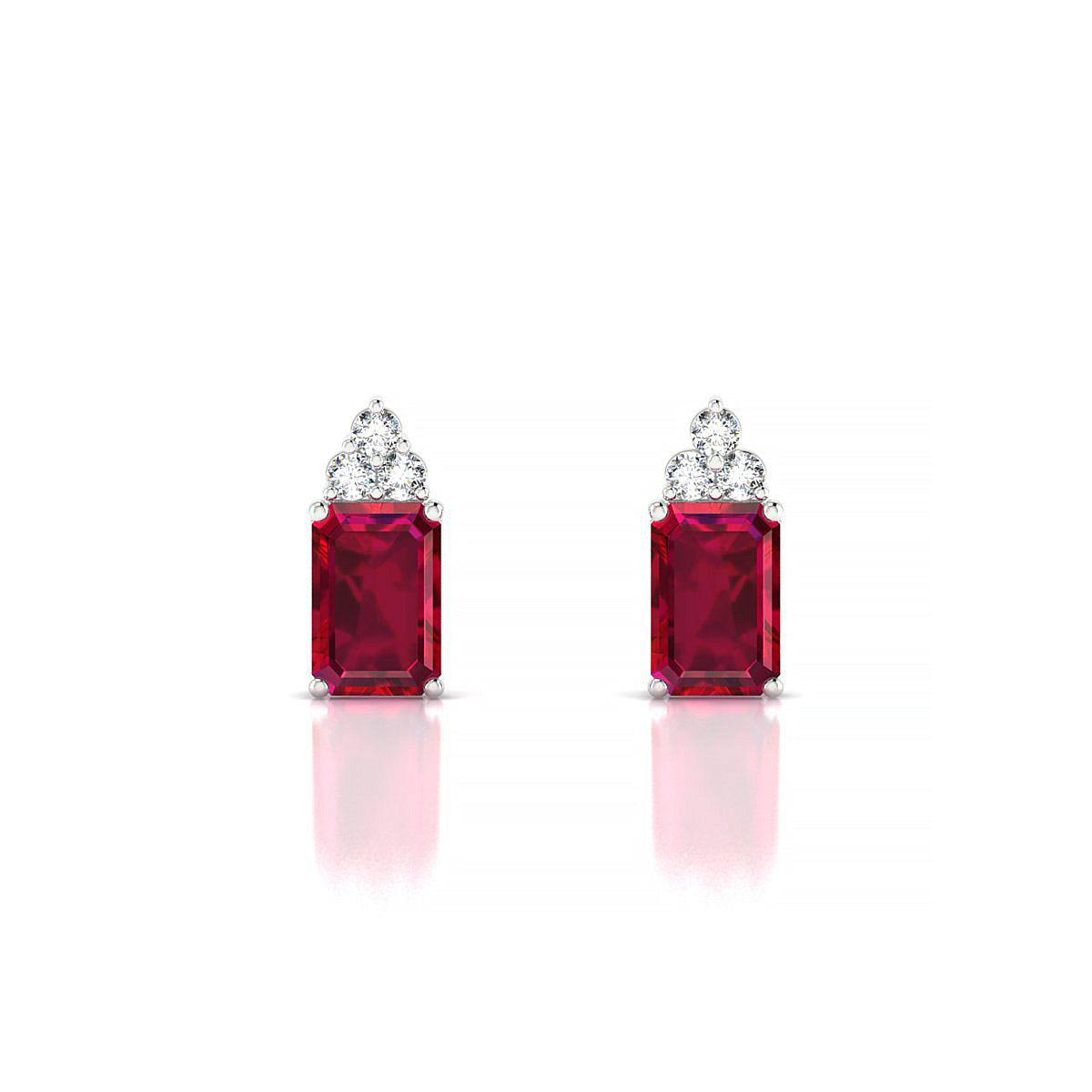 Mirage | 18k White Gold 6 x 4 mm Emerald Ruby Earrings