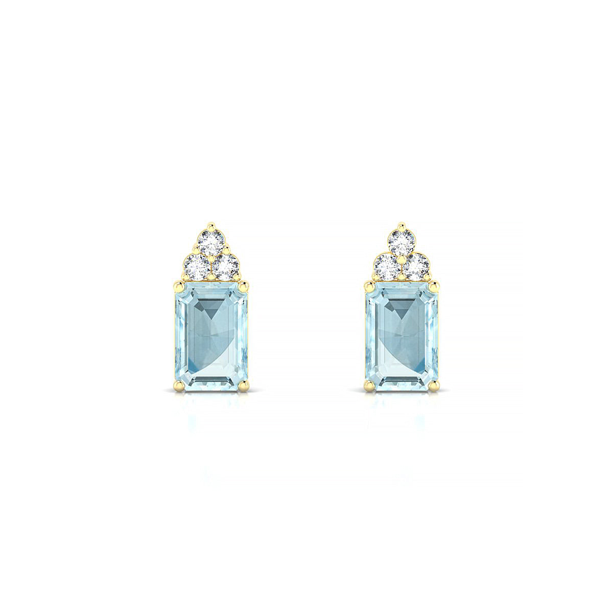 Mirage | 18k Yellow Gold 6 x 4 mm Emerald Aquamarine Earrings