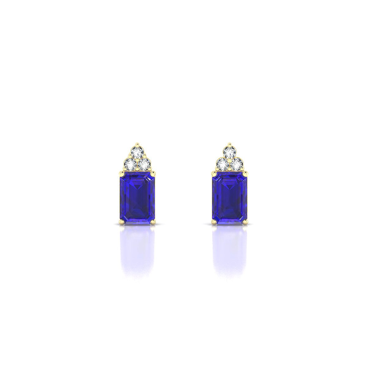 Mirage | 18k Yellow Gold 6 x 4 mm Emerald Tanzanite Earrings