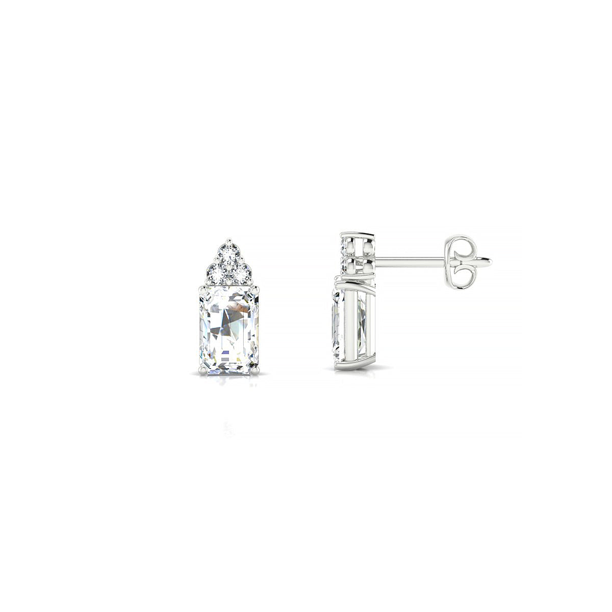 Mirage | 18k White Gold 6 x 4 mm Emerald Diamond Earrings