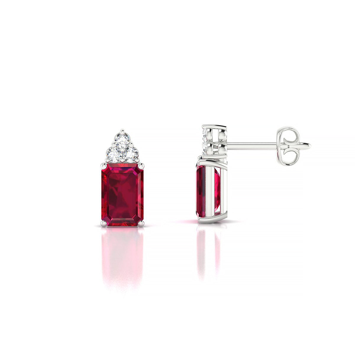 Mirage | 18k White Gold 6 x 4 mm Emerald Ruby Earrings