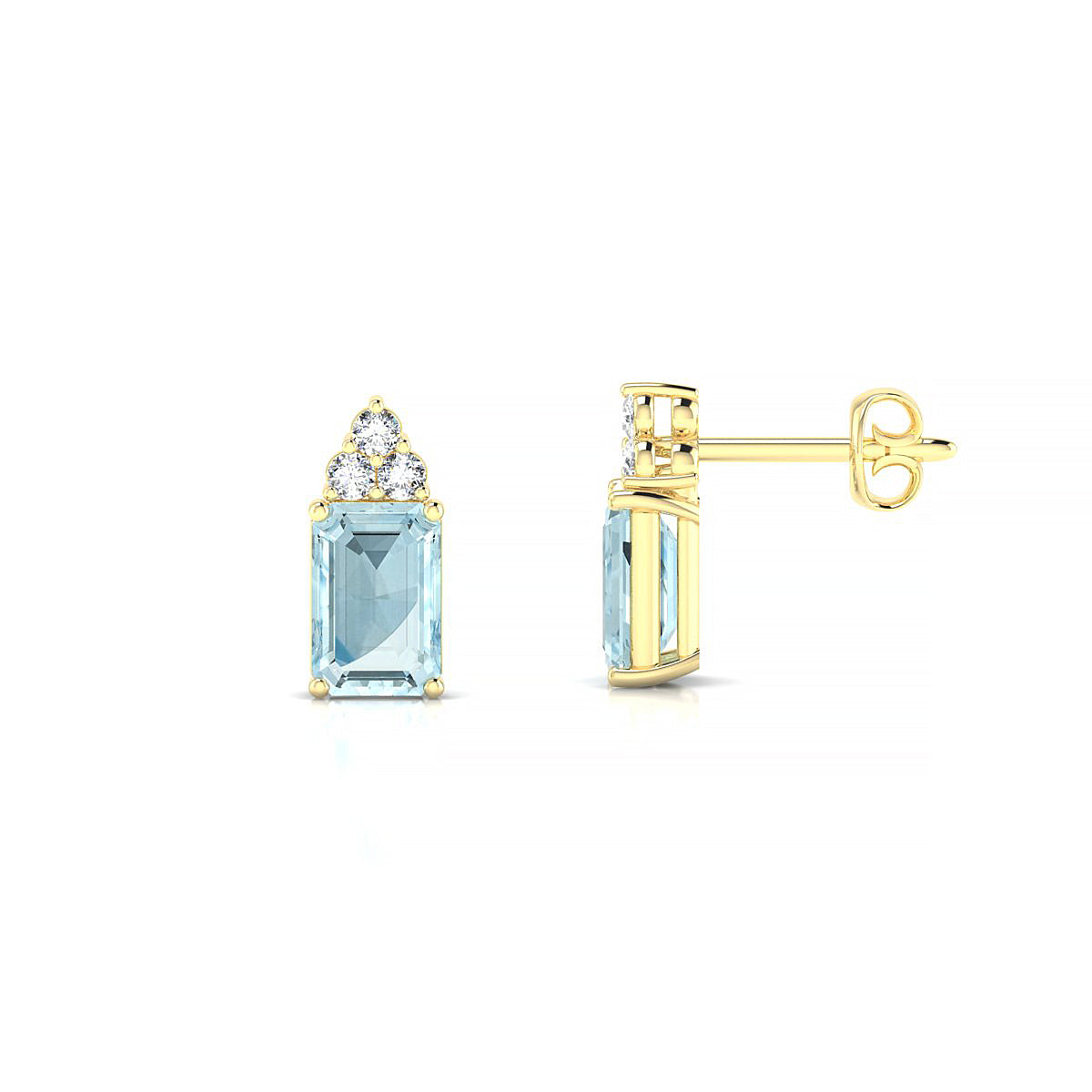 Mirage | 18k Yellow Gold 6 x 4 mm Emerald Aquamarine Earrings