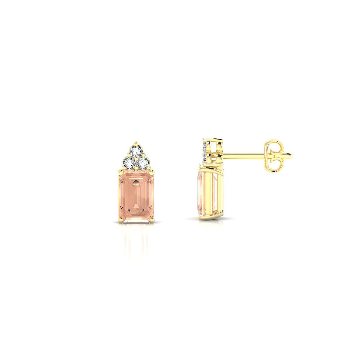 Mirage | 18k Yellow Gold 6 x 4 mm Emerald Morganite Earrings