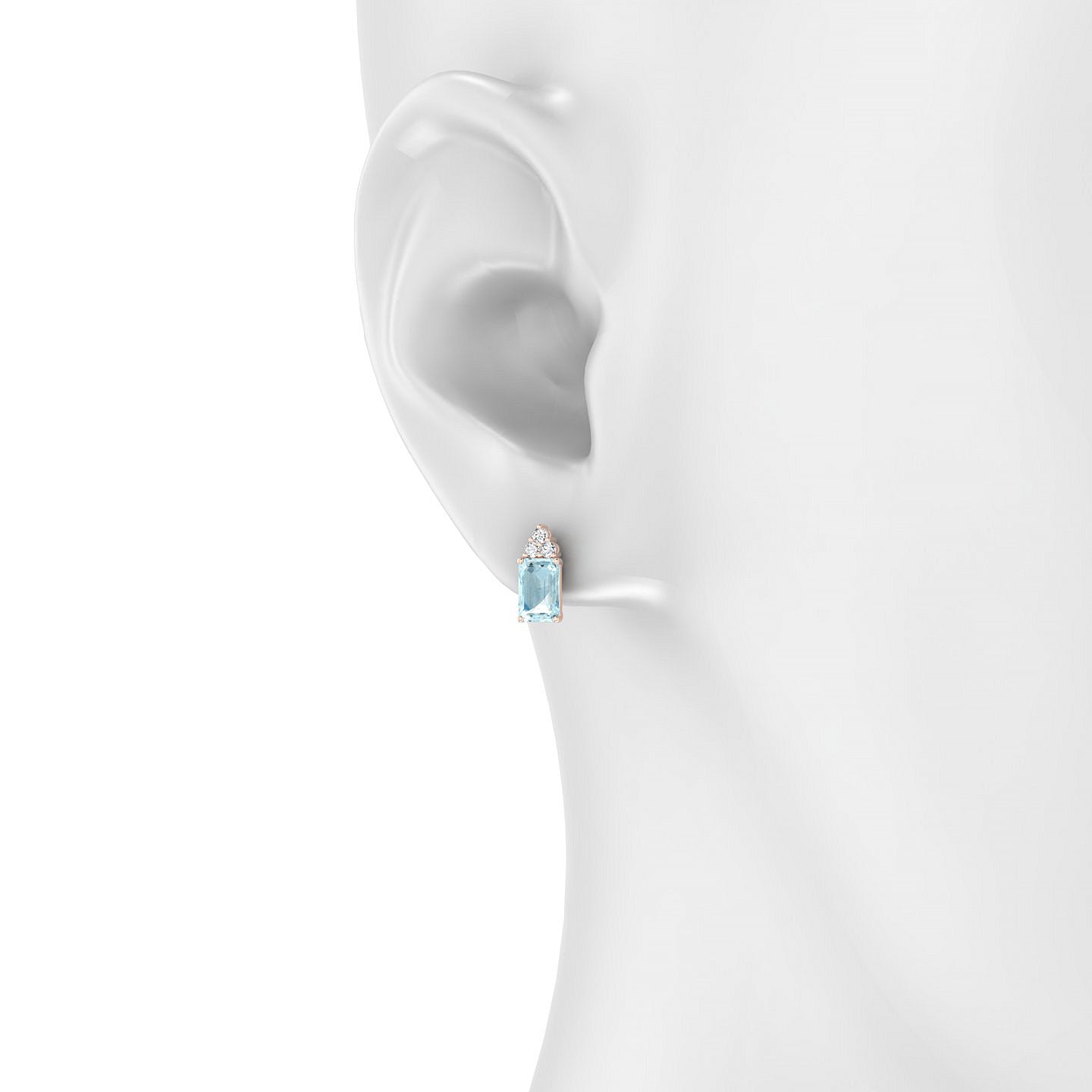 Mirage | 18k Rose Gold 6 x 4 mm Emerald Aquamarine Earrings