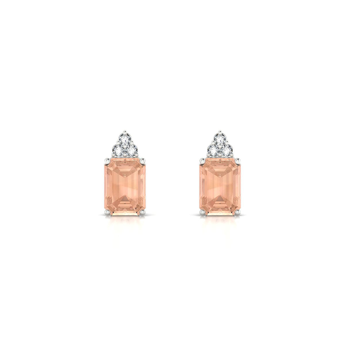 Mirage | 18k White Gold 7 x 5 mm Emerald Morganite Earrings