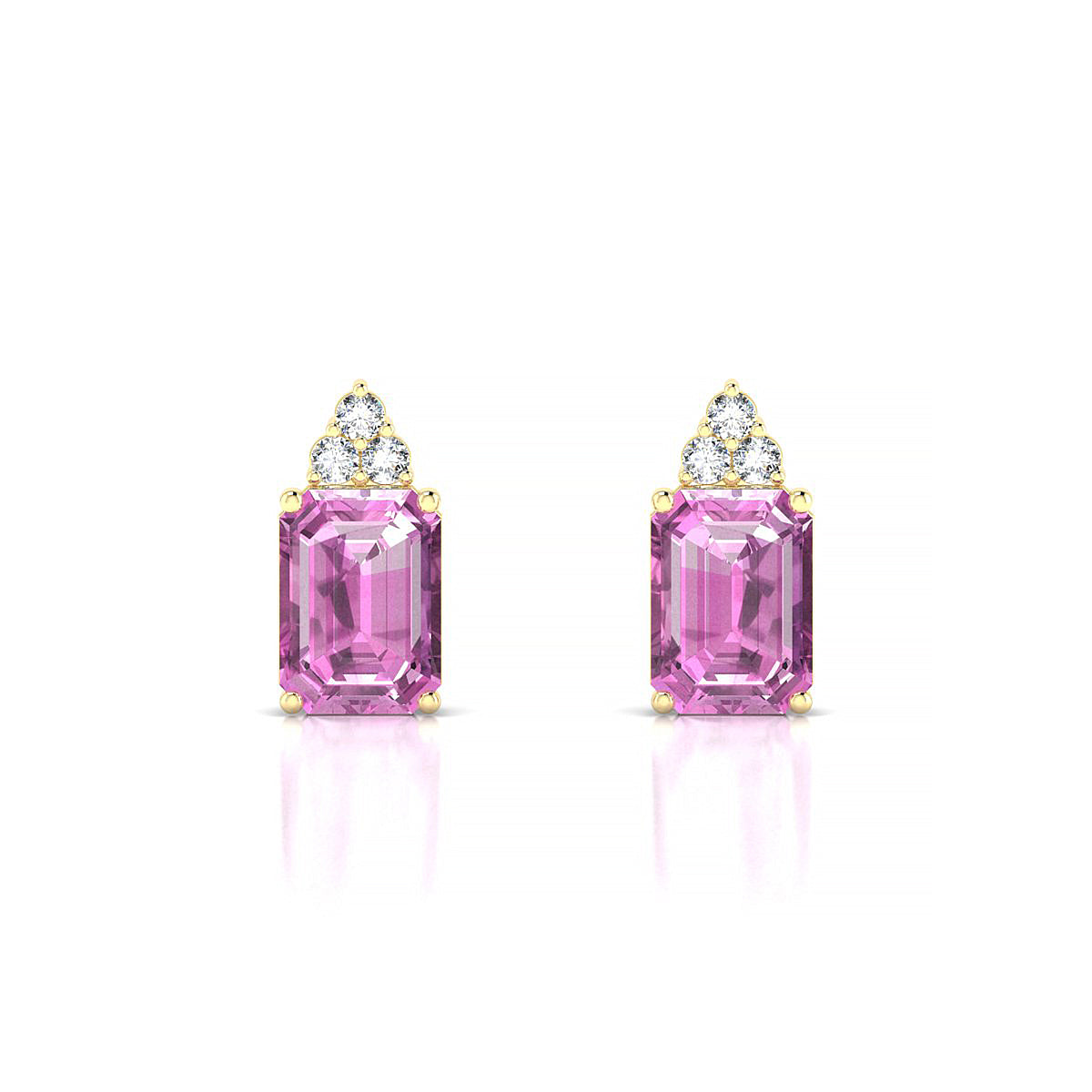 Mirage | 18k Yellow Gold 7 x 5 mm Emerald Pink Sapphire Earrings