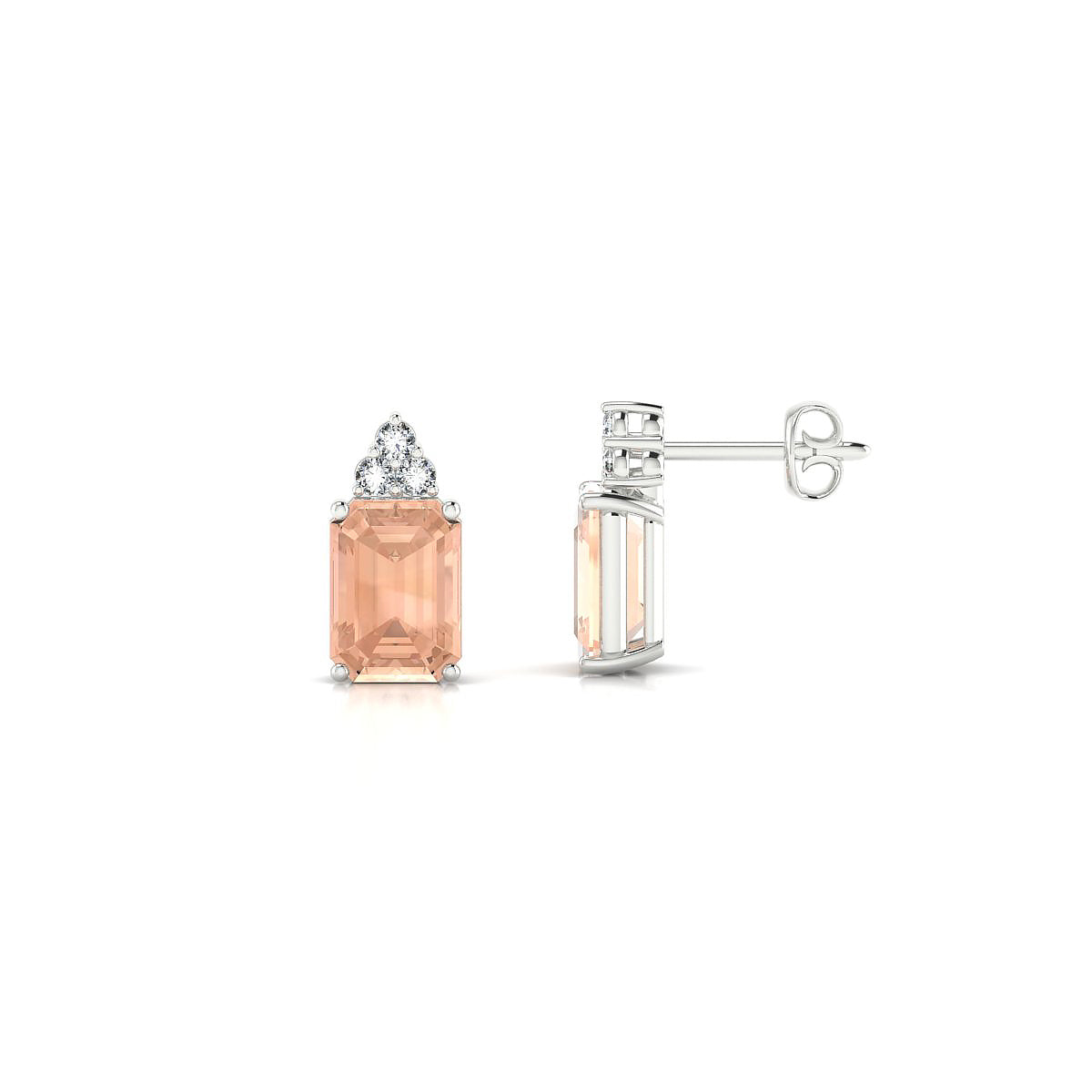 Mirage | 18k White Gold 7 x 5 mm Emerald Morganite Earrings