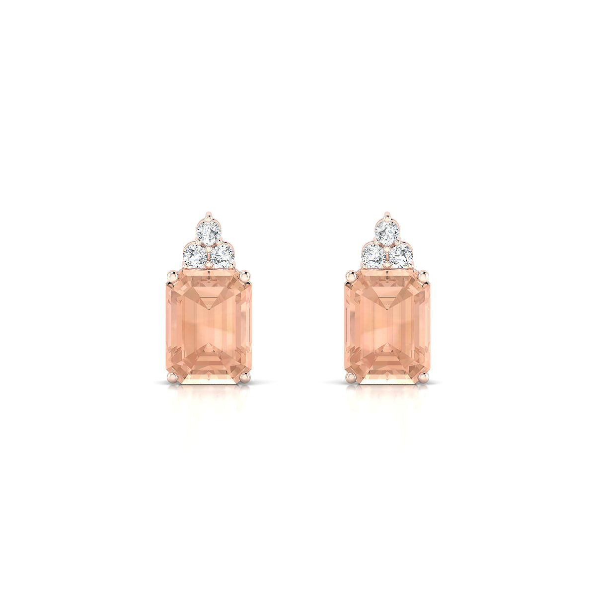 Mirage | 18k Rose Gold 8 x 6 mm Emerald Morganite Earrings