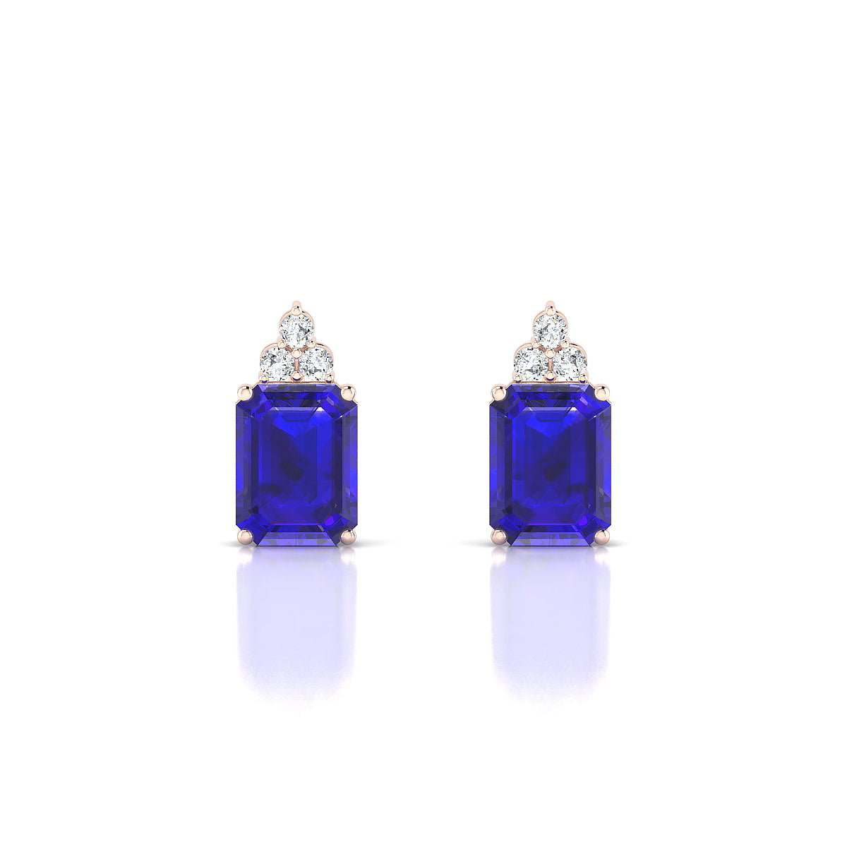 Mirage | 18k Rose Gold 8 x 6 mm Emerald Tanzanite Earrings