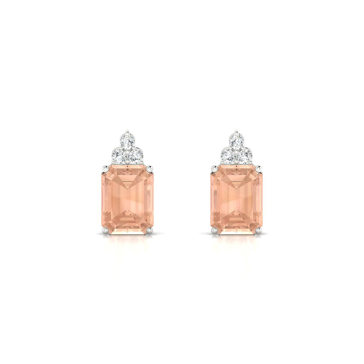 Mirage | 18k White Gold 8 x 6 mm Emerald Morganite Earrings