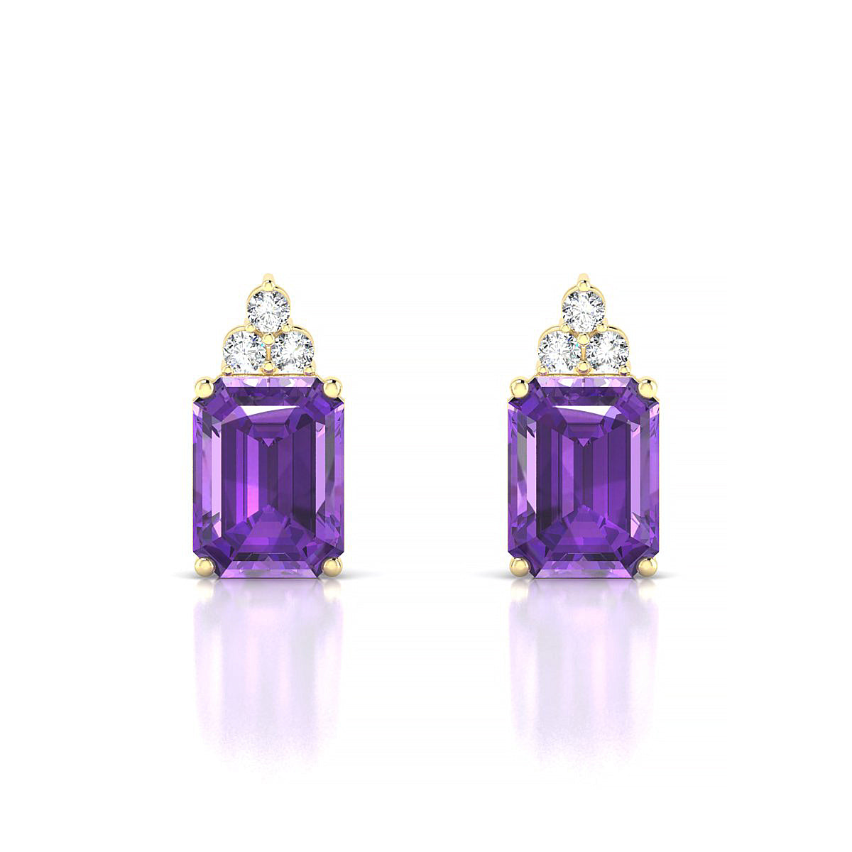 Mirage | 18k Yellow Gold 8 x 6 mm Emerald Amethyst Earrings