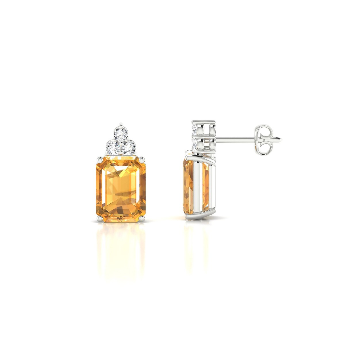 Mirage | 18k White Gold 8 x 6 mm Emerald Citrine Earrings