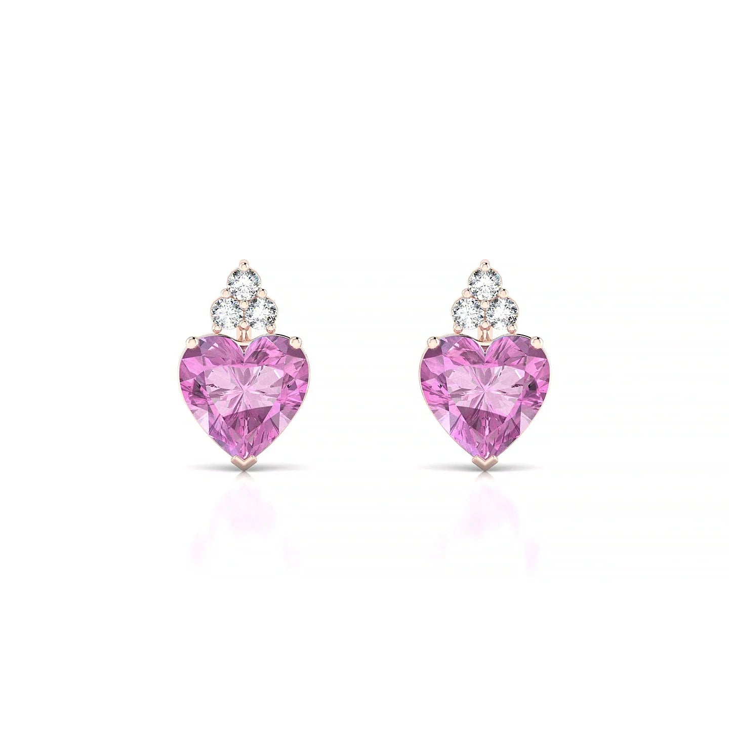Mirage | 18k Rose Gold 5.5 mm Heart Pink Sapphire Earrings