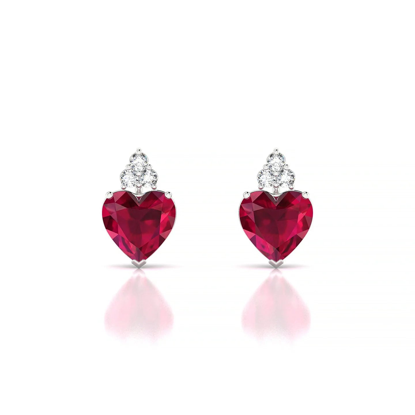 Mirage | 18k White Gold 5.5 mm Heart Ruby Earrings