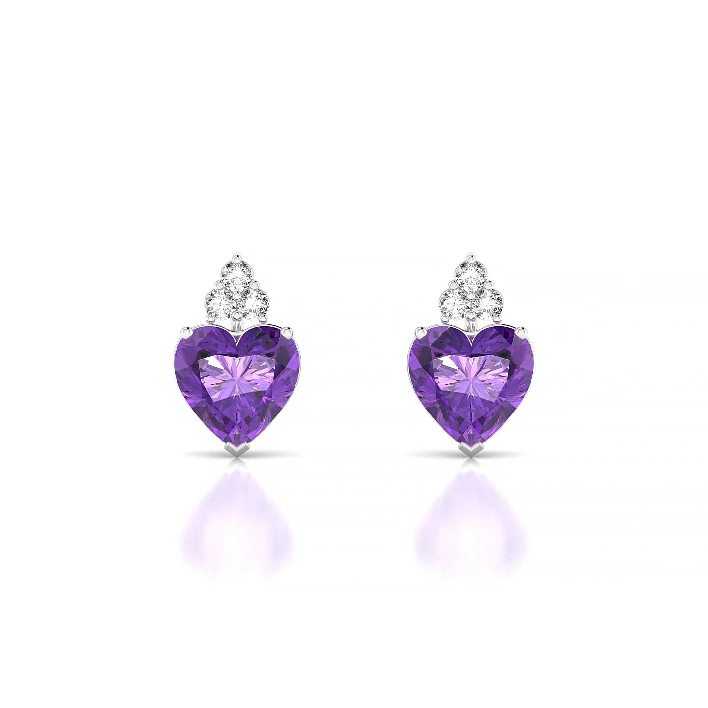 Mirage | 18k White Gold 6 mm Heart Amethyst Earrings