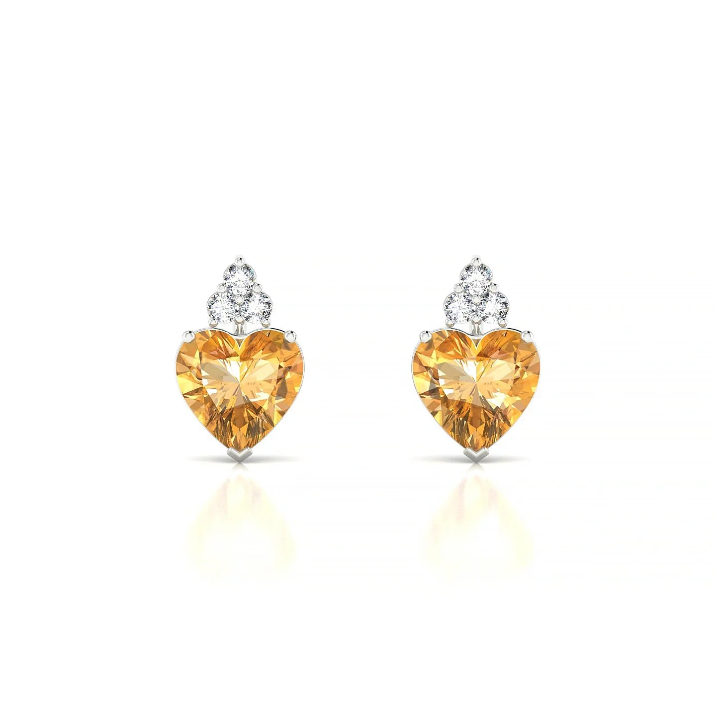 Mirage | 18k White Gold 6 mm Heart Citrine Earrings