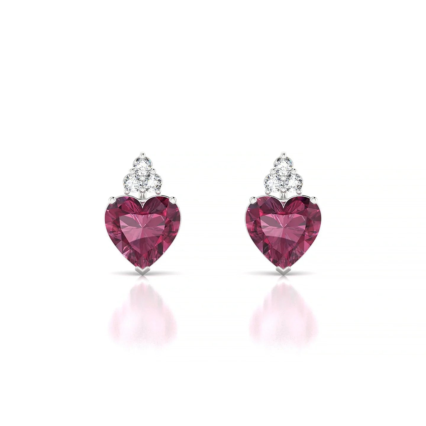 Mirage | 18k White Gold 6 mm Heart Rhodolite Earrings