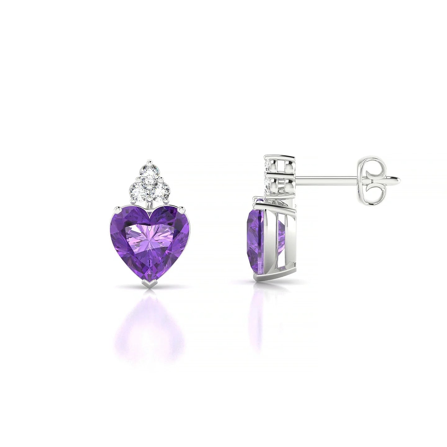 Mirage | 18k White Gold 6 mm Heart Amethyst Earrings