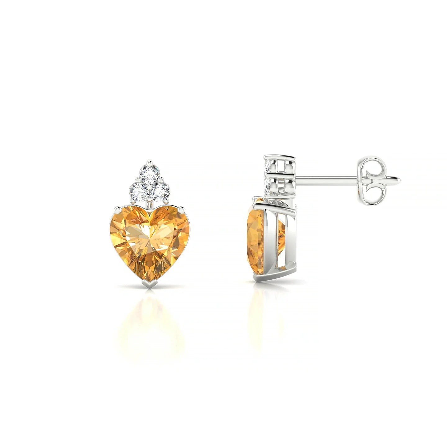 Mirage | 18k White Gold 6 mm Heart Citrine Earrings